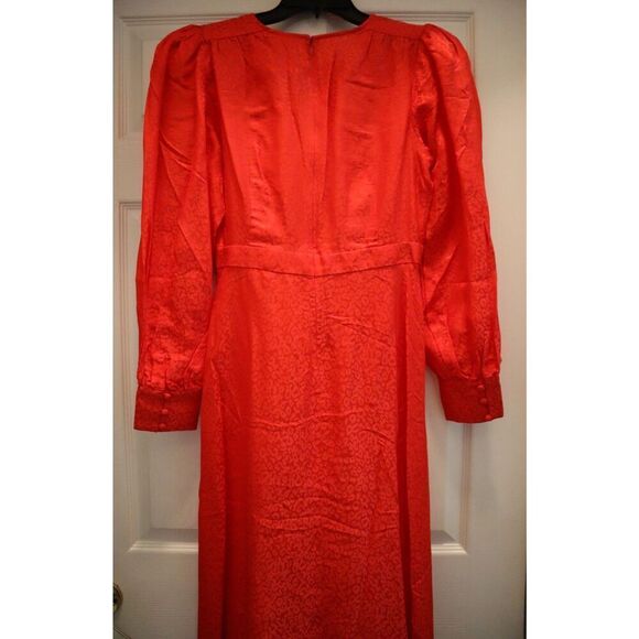Ronny Kobo Women's Sz M Red Estelle Asymmetric Satin-Jacquard Midi Dress - Picture 7 of 16